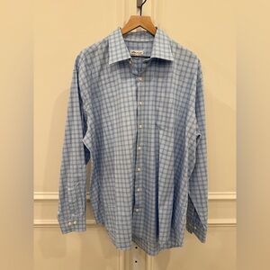 Peter Millar Light Blue Plaid Button Down Shirt